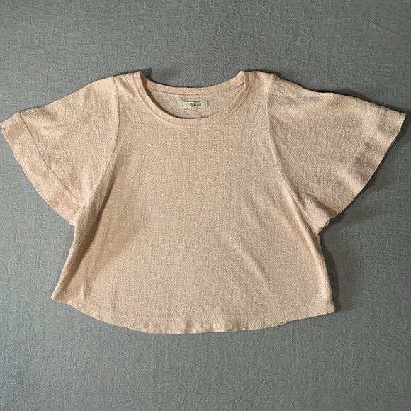 Madewell Tops - Madewell Texture & Thread Flutter Sleeve Blush‎ Pink U-Hem Top Shirt Size Small